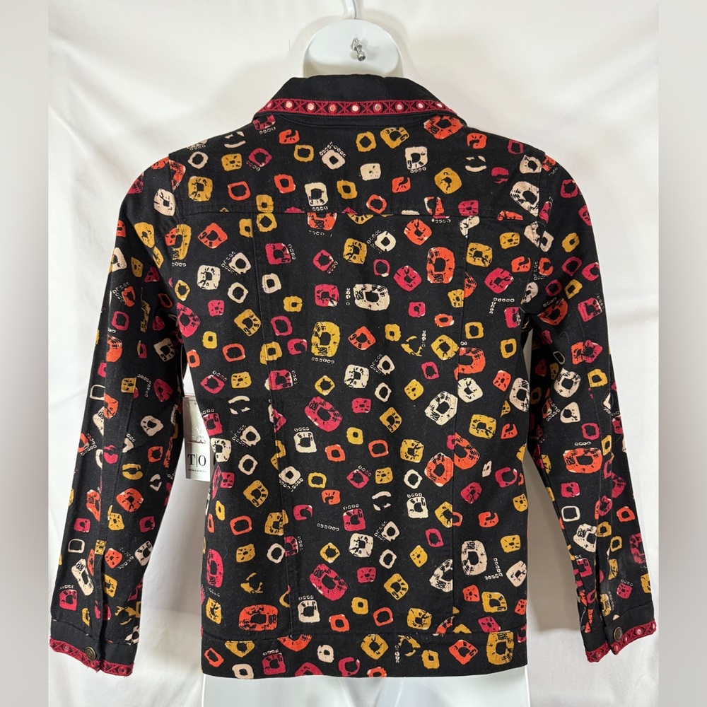 Thomas & Olivia Black Multi Color Sequined Beads Embroidery Denim Jacket SKU0599 - Picture 7 of 13